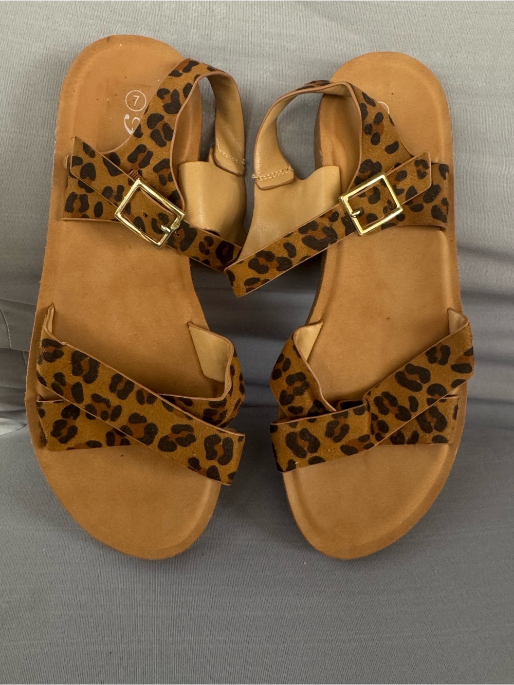 Forever Comfort Sz 7Leopard Print Brown Women's Slingback Sandals VGUC 😊😊